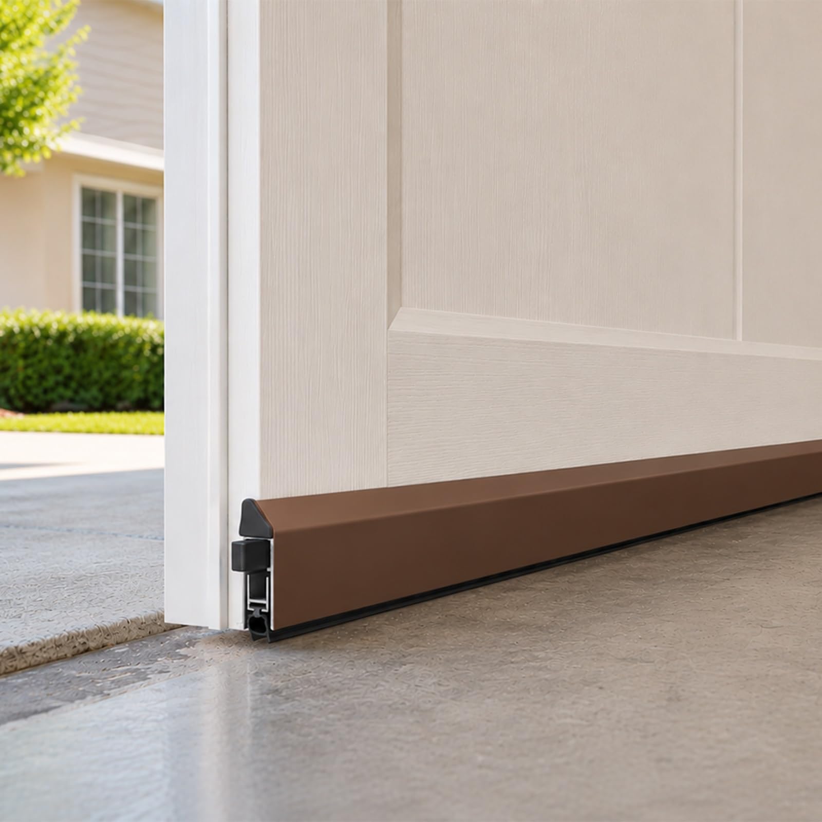 Burlete de goma de 150cm para puertas de garaje y entrada, aislamiento térmico marrón