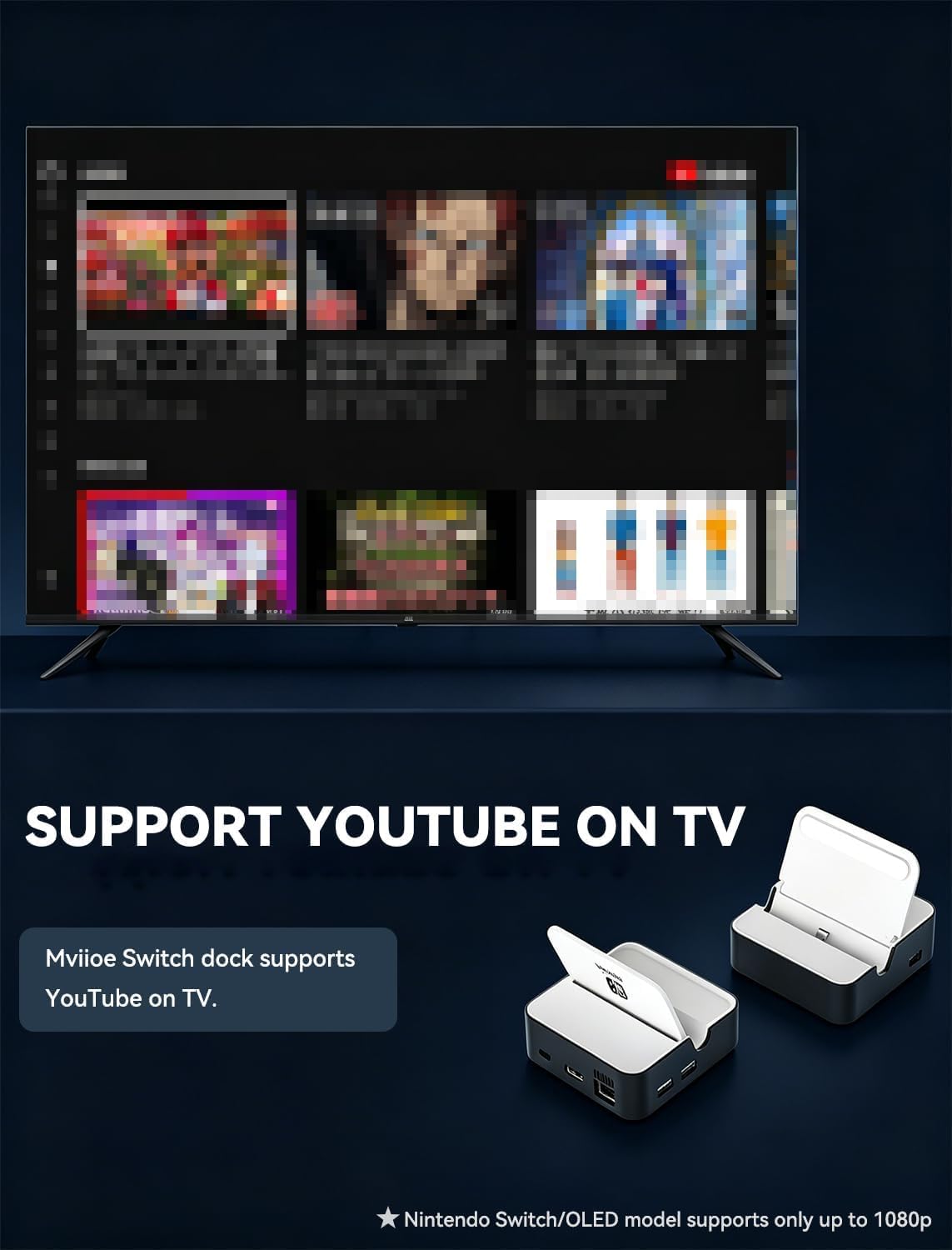 MVIIOE Switch 2 Dock for Nintendo Switch 2/OLED/Original Switch, Upgraded Docking Station with Ethernet, HDMI 2.0 4K 60Hz, 3 USB & PD Fast Charge, YouTube Supported 6 61o9jbByQmL. AC SL1500