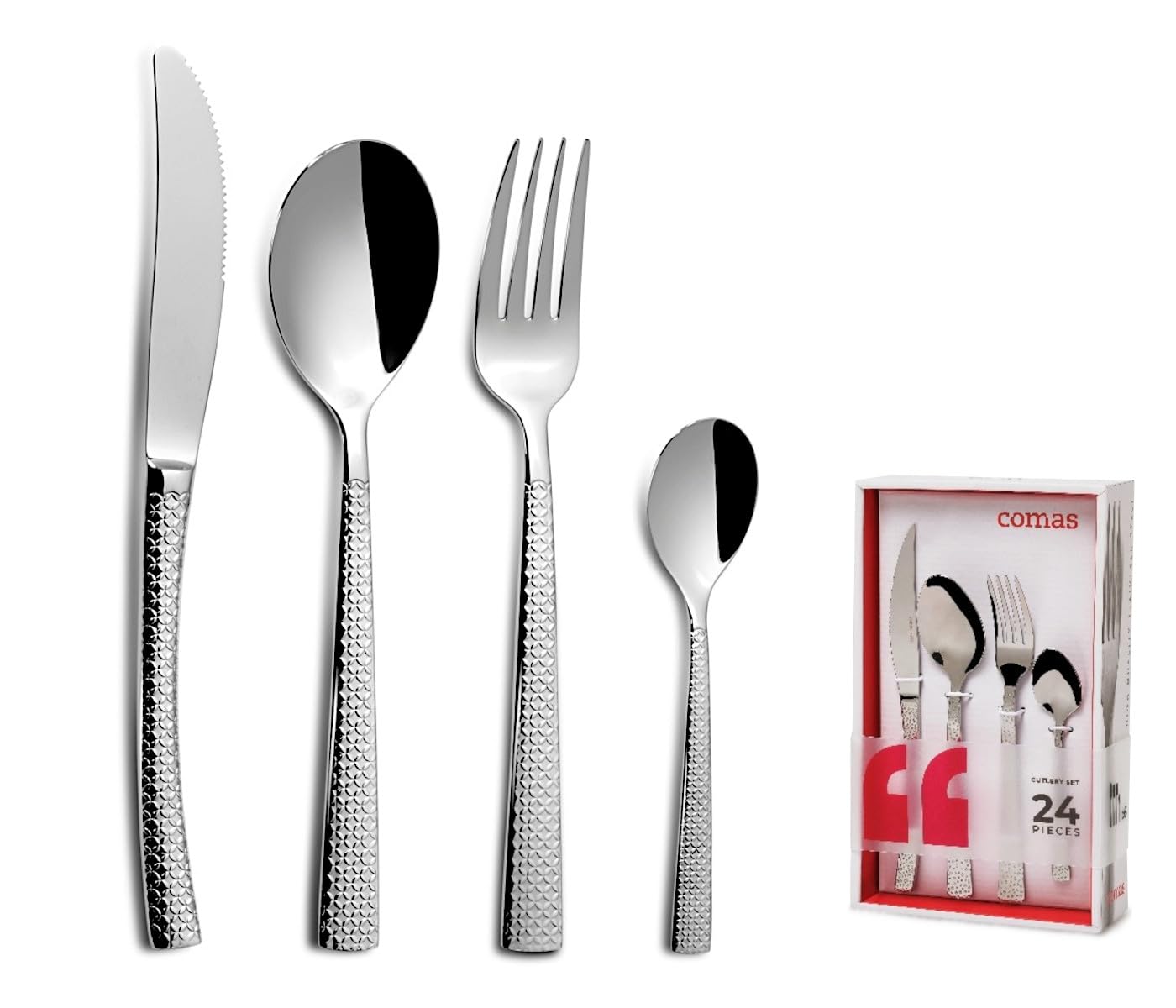 Comas 6332 disco idraulico 18% posate 24 pezzi, acciaio INOX