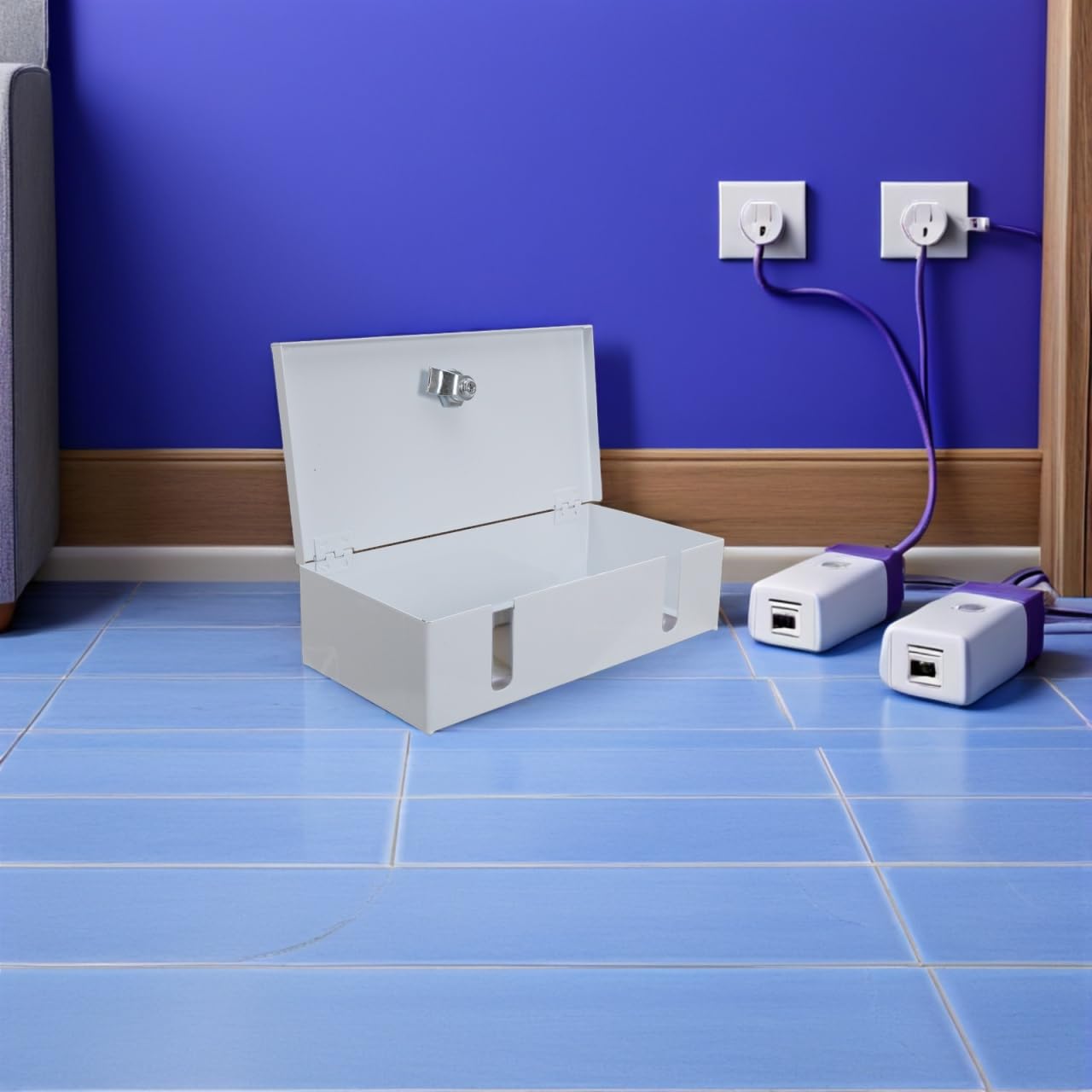 Caja de tapa de enchufe con cerradura para tomas eléctricas, protector de enchufe resistente a la intemperie con bloqueo seguro para uso en interiores y exteriores, fácil instalación a