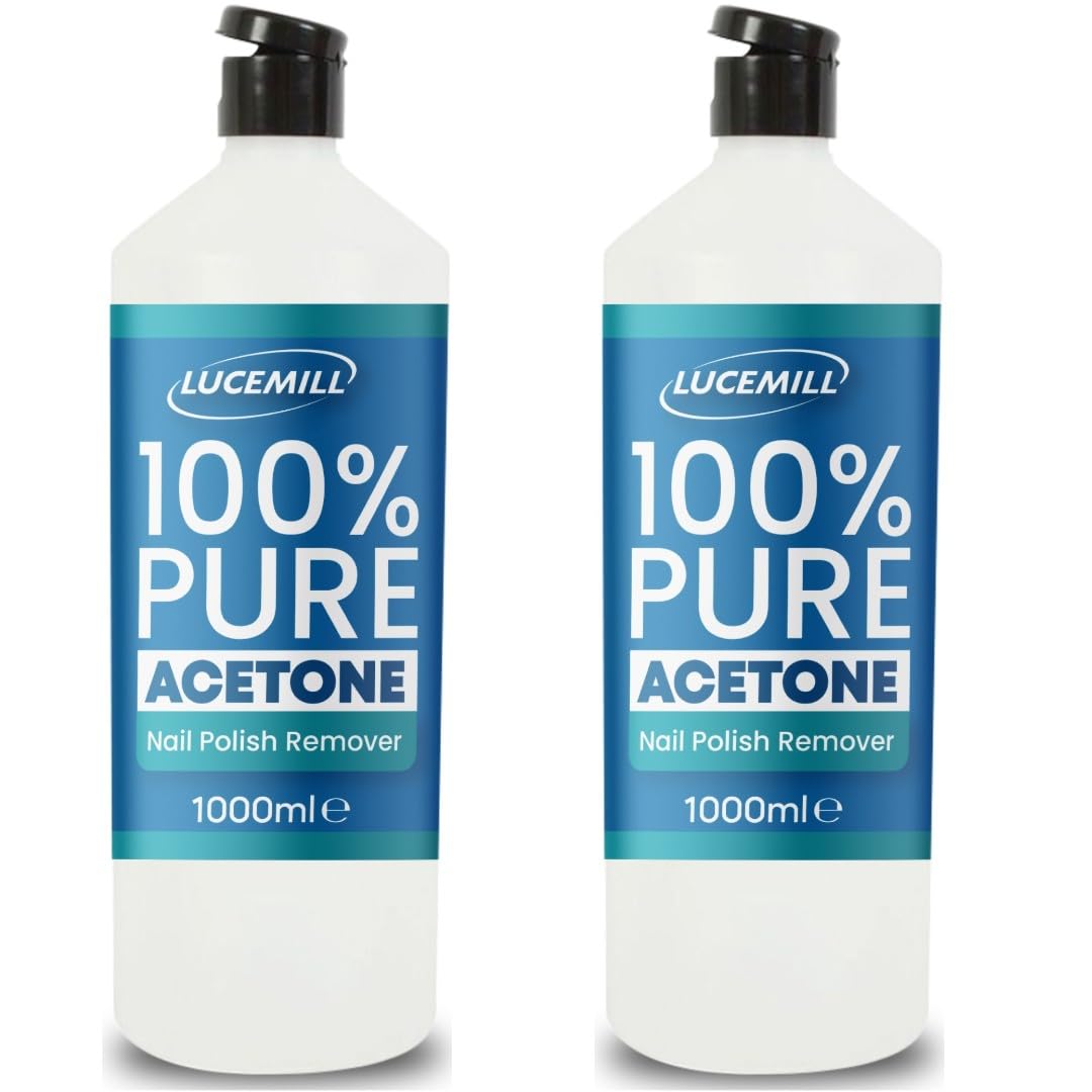 Lucemill 2 Litre (2x1L) Acetone 99.5% Pure High Strength Acrylic Nail Tip Polish Remover