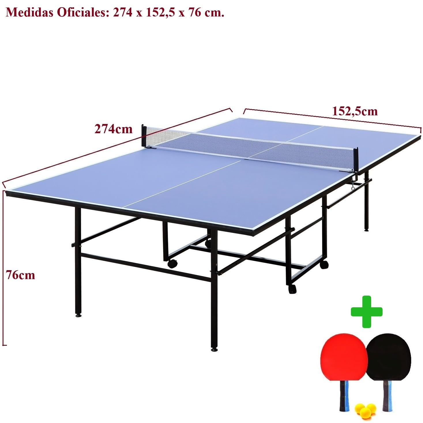 Mesa de Ping Pong Plegable Oficial con Red, Palas y Pelotas