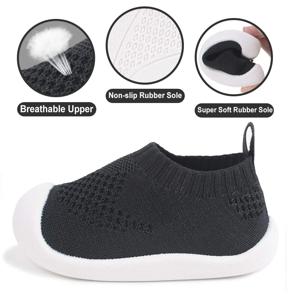 Baby Walkers Infant Sneakers Boys Girls Mesh Breathable Lightweight Non-Slip Toddler Casual Shoes Cotton Flying Woven Fabric Mesh Breathable Lightweight Trainers Indoor Outdoor — view 6
