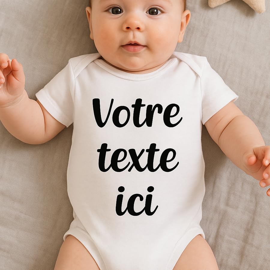 Body bébé ou tee-shirt enfant personnalisable – Ajoutez votre message ou prénom | Cadeau original personnalisé pour naissance, anniversaire, annonce grossesse (Message au choix)