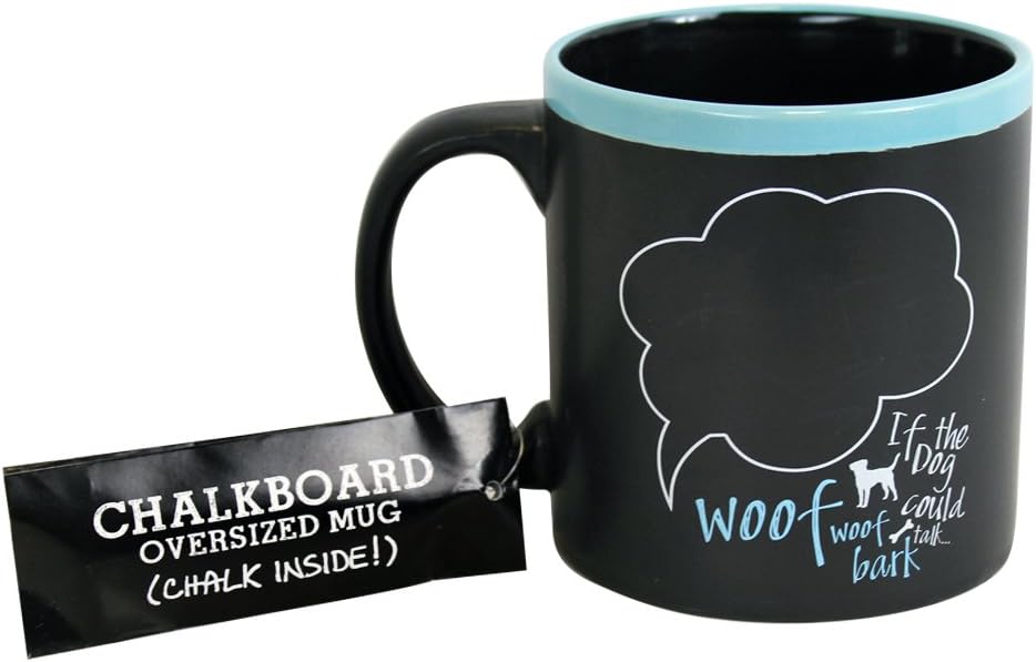 MODPAWS If the Dog Could Talk Chalk Ceramic Coffee Mug, 22 fl. oz., Black