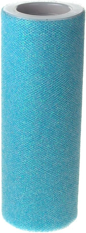 Glitter Tulle Spool Fabric Net, 6-inch, 10-Yard (Light Blue)