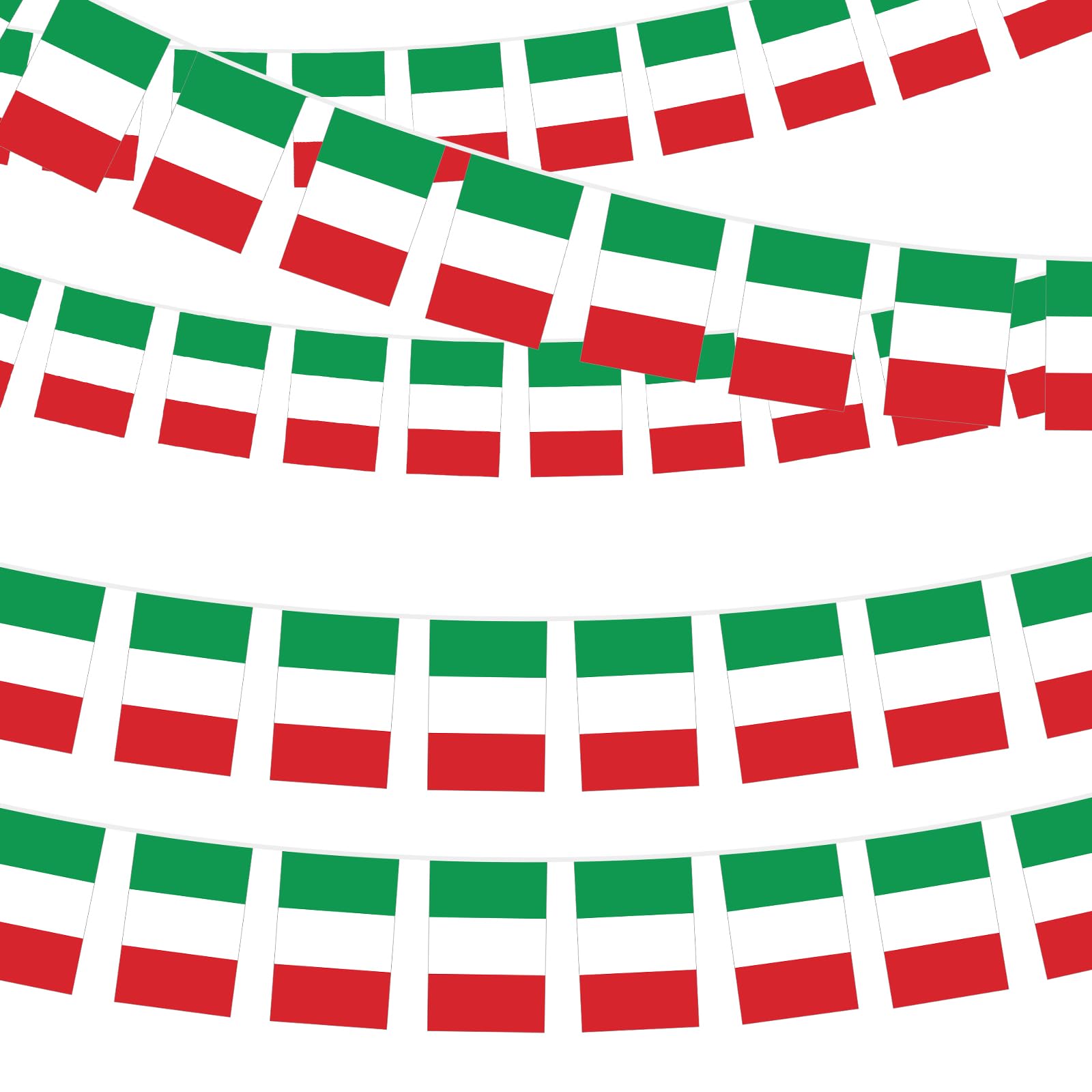16m Bandiera Italia Italia Repubblica Italiana Guidone Banner Bandiera Italiana Bandiera Ghirlanda Bandiera con 60 Bandiere per Eventi Patriottici Decorazioni Bar e Sportivi