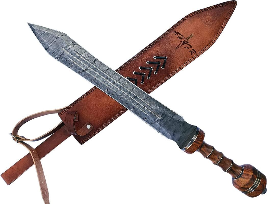 Espada de Gladius romana de 26 pulgadas, hecha a mano, espada de acero de Damasco con mango de madera de Pakka, espada de gladius para gladius,