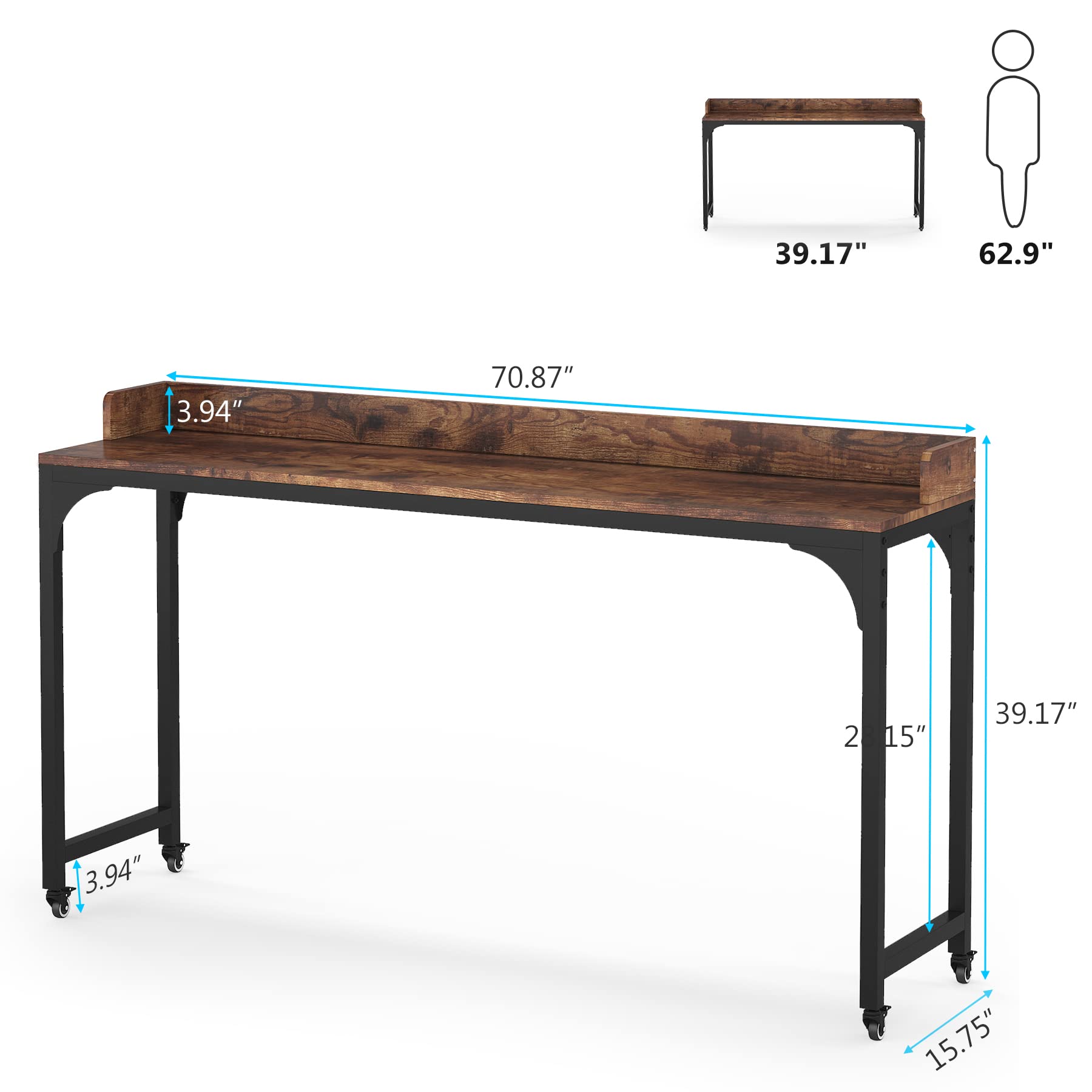 Tribesigns Overbed Table with Wheels, Queen Size Mobile Computer Desk Standing Workstation