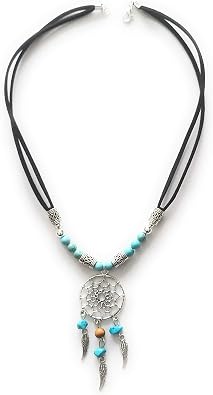 Dreamcatcher Necklace Turquoise Bead One Inch Web Charm 18 Inch