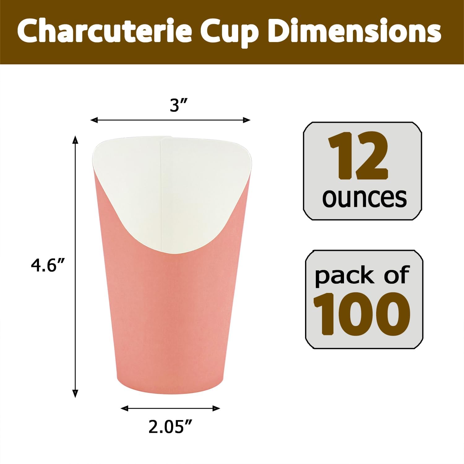 CAMKYDE 100 Pcs French Fries Holder, 12oz Disposable Paper French Fry Cups Pink Charcuterie Cups for all Occasions (12oz, Pink) image 2