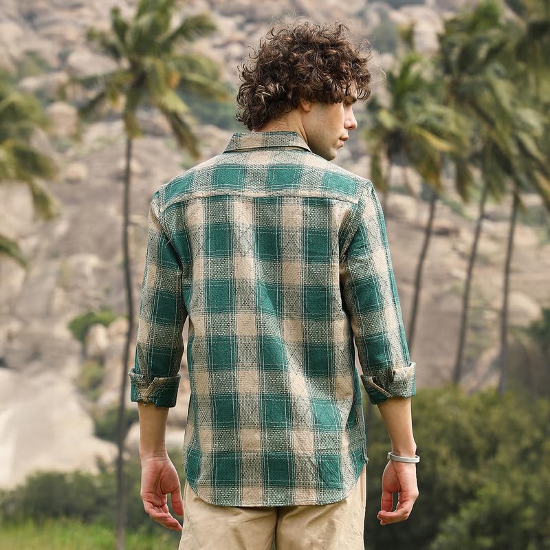 Image of CAHOOT Men's Shirt for Casual Wear | Spread Collar | Long Cuffed Sleeves | Button Closure | Shirt Crafted with Comfort Fit for Everyday Wear