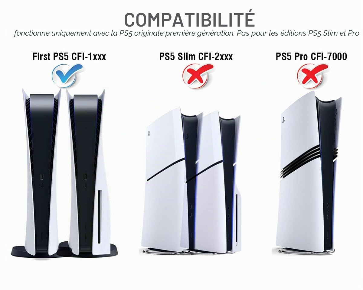 ElecGear PS5 Support Vertical, Ventilateur de Refroidissement, Dual Chargeur Station de Charge Contrôleur, Jeux Stockage Stand pour Manette DualSense, PlayStation 5 Media Remote et Support de Casque