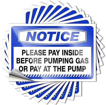 Car Window Stickers Notice Please Pay Inside Before Pumping Gas Or at The Pump Stickers 10 Pcs Car Stickers Funny Funny Sticker6X9CM