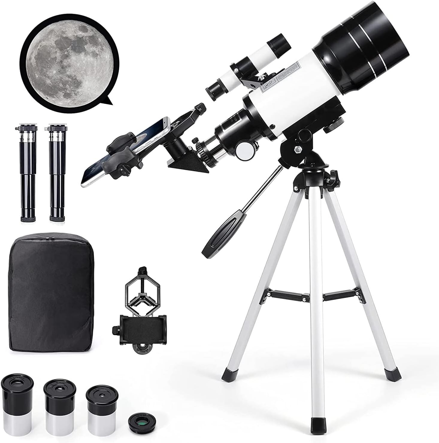 Telescopes for Astronomy for Beginners, Uverbon Astronomical Telescope Zoom 150X HD Educational Science Refractor Monocular Space Telescope with Tripod 300/70mm Spotting Scope for Kids Beginners