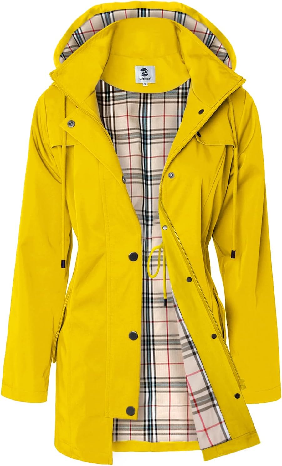 SaphiRose Women's Long Hooded Rain Jacket Outdoor Raincoat Windbreaker