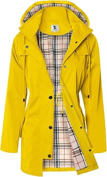 SaphiRose Women's Long Hooded Rain Jacket Outdoor Raincoat Windbreaker