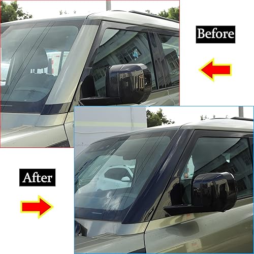 Miniatura 2 de YIWANG Para Land Rover Defender 90 110 2020-2022 Moldura de pilar exterior de parabrisas Panel de moldura frontal Tira de columna (negro brillante)
