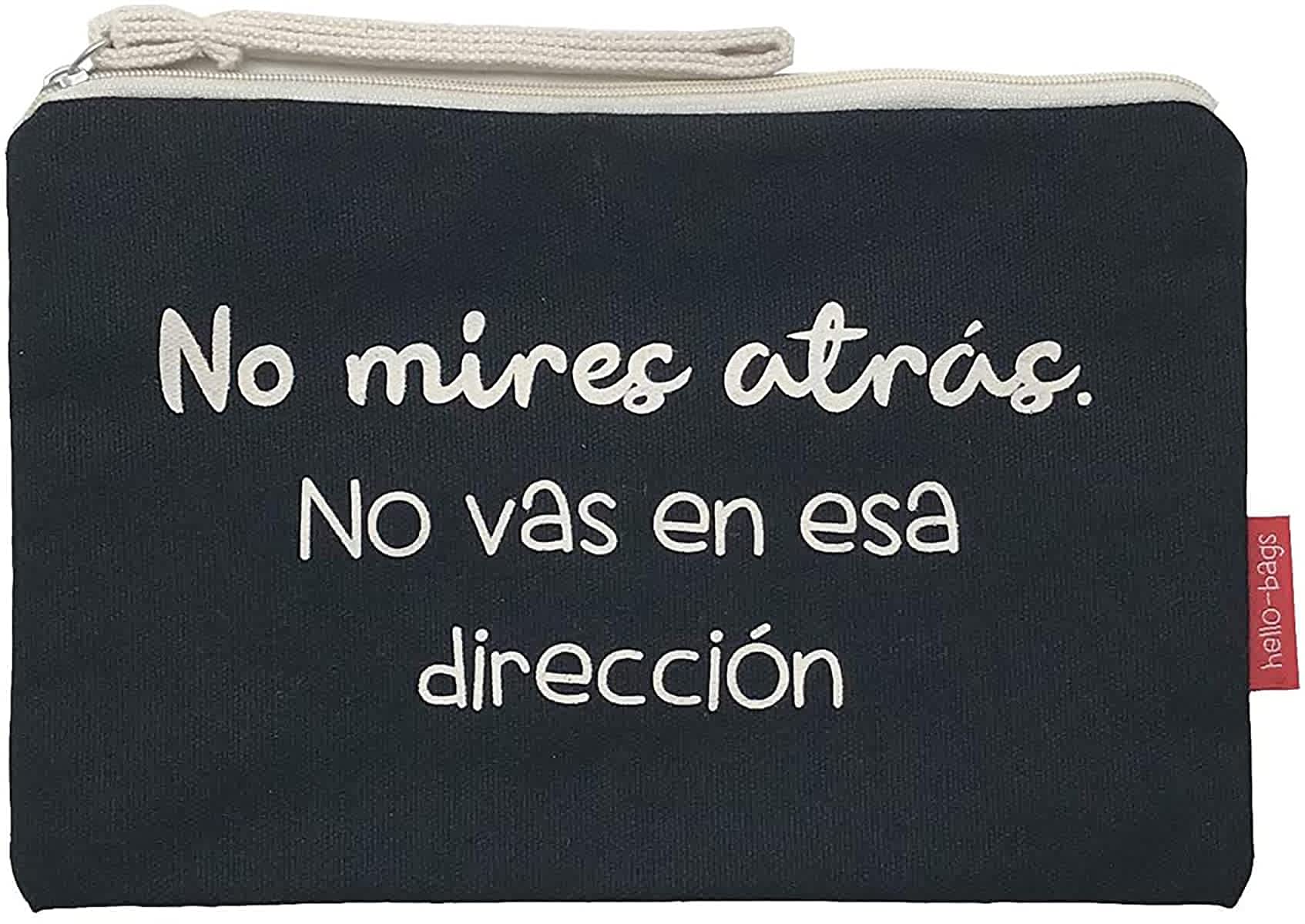 hello-bags Bolso Neceser/Cartera de Mano. Exterior: Algodón 100%. Con cremallera y forro interior. Incluye bonito sobre kraft de regalo. Modelo NOMIRES. Color: Crudo/Negro. 23 * 15,5 cm.