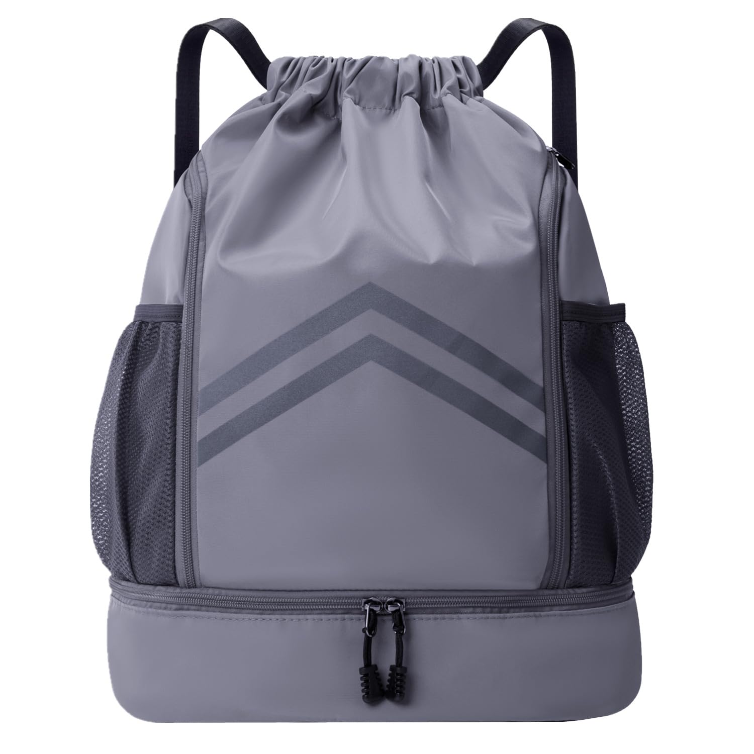 Gbateri Drawstring Backpack - Water Resistant Gym Drawstring Bags with Shoes Compartment and Water Bottle Holder Pockets - String Cinch Bag - Draw