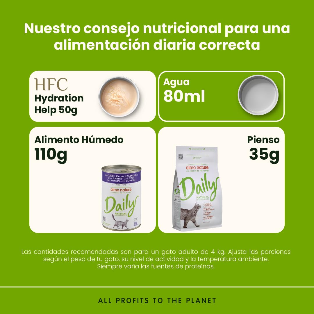 Almo Nature Daily - Comida Húmeda para Gatos Adultos - Mousse - Conejo - 85 g, Paquete de 24
