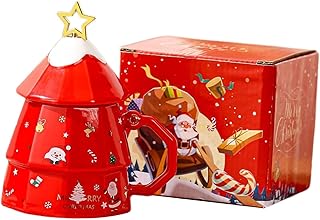 Fenteer Christmas Ceramic Mug Holiday Present Novelty Mug Xmas Morning Cup Milk Cup Decorative Tabletop Drinkware Tea Cup Xmas Mug