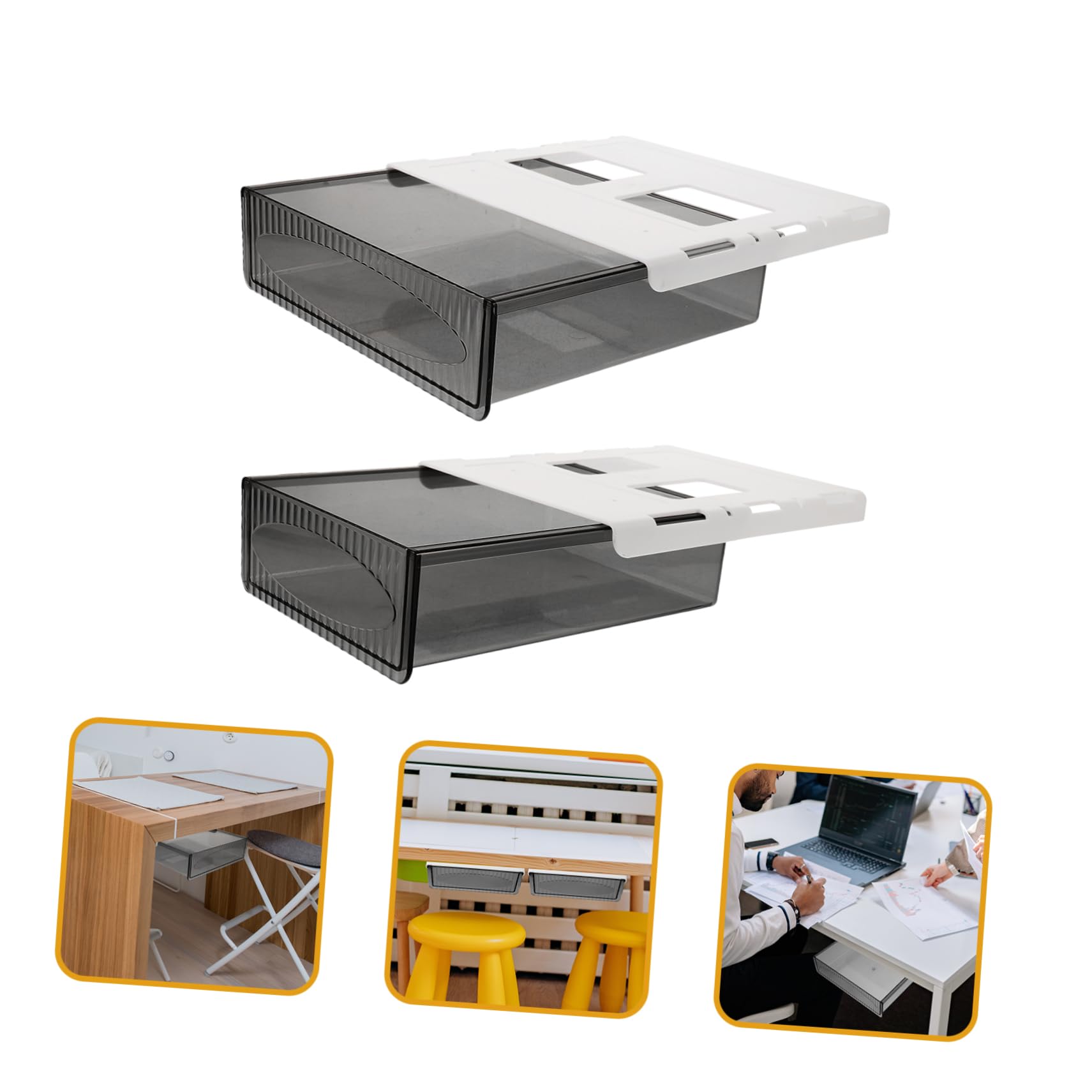 Lurrose 2pezzi Sotto Scrivania Organizer in Plastica Resistente Facile da Aprire e Chiudere Salvaspazio per Ufficio e Casa Adatto Qualsiasi Tavolo