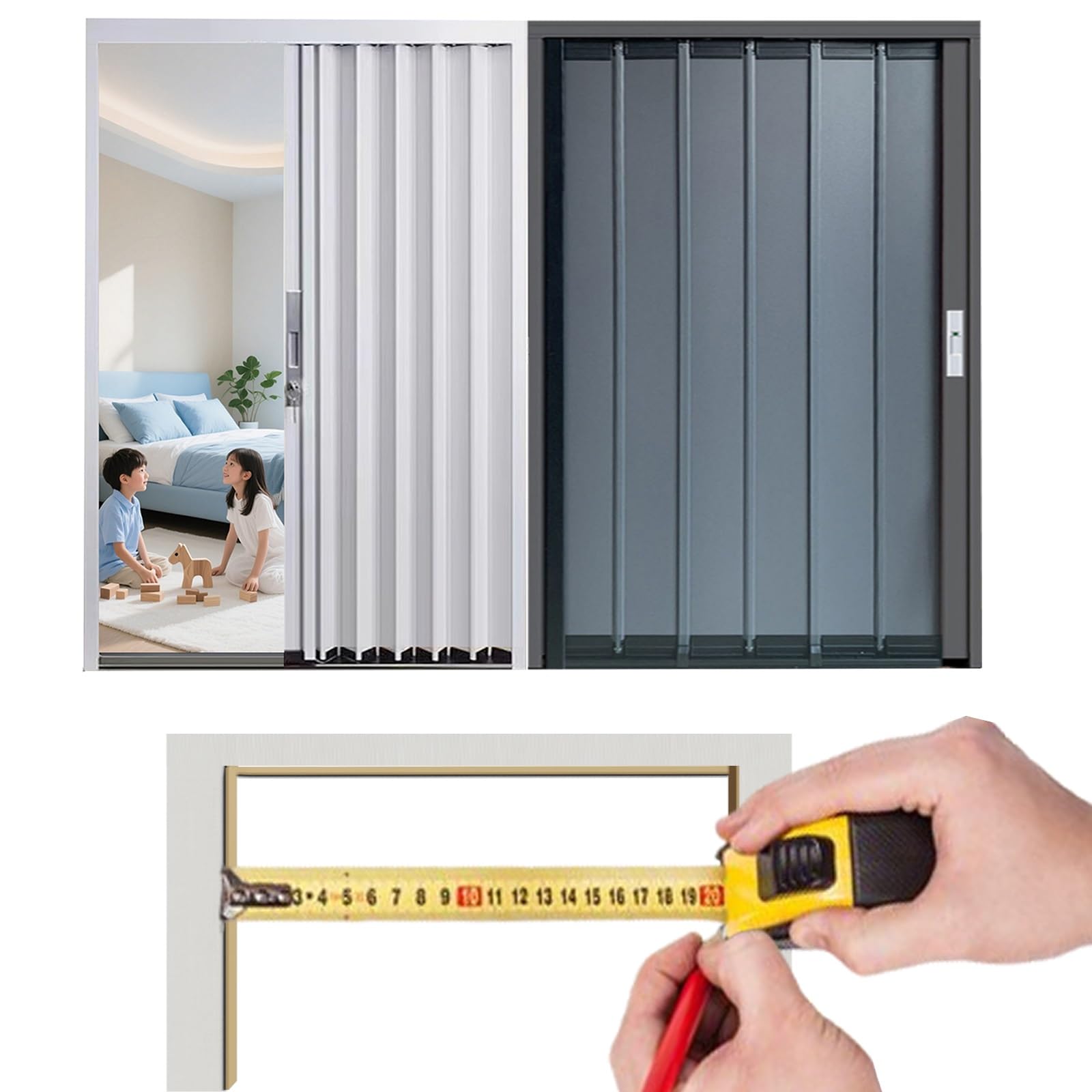 ZAQYCM Puertas Abatibles Simple/Doble Interior y Exterior, Puerta Plegable Acordeon Blanca/Gris para Salon Habitación Baño Cocina, Personalizable Aluminio Puertas Correderas