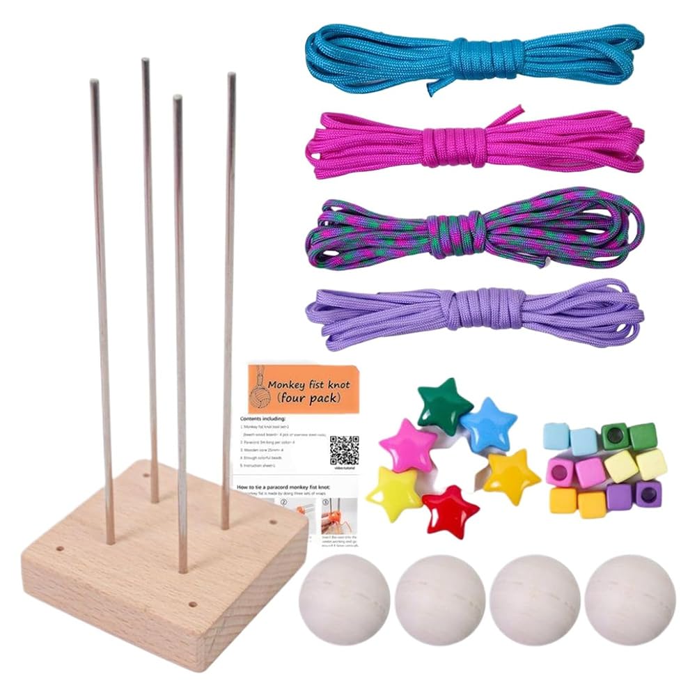IJSDNVJNDX Parachute Cord Monkey Fist Kit Paracord Knot Kit Handmade Paracord Craft Rope DIY Ball Set with Handmade Tying Feature Fun Educational Activity