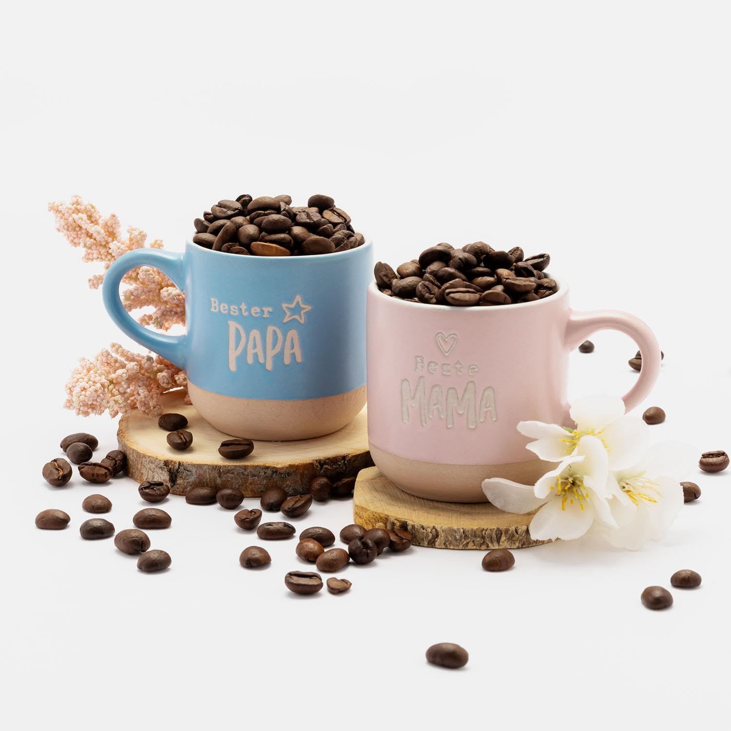 Tasse Ronde Motif Floral Tasse Gravée GRUSS & CO 'Beste Mama' - Cadeau Fête Des Mères 40cl Tasse Personnalisée Banderole Cadeau