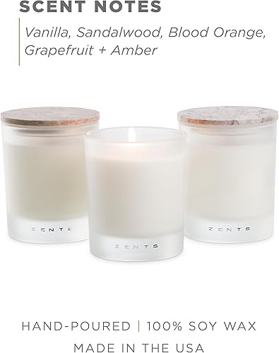 Miniatura 3 de Zents Vela perfumada de cera de soja (sol - vainilla y sándalo), tarro grande de una sola mecha, acento edificante para decoración del hogar, 8.5