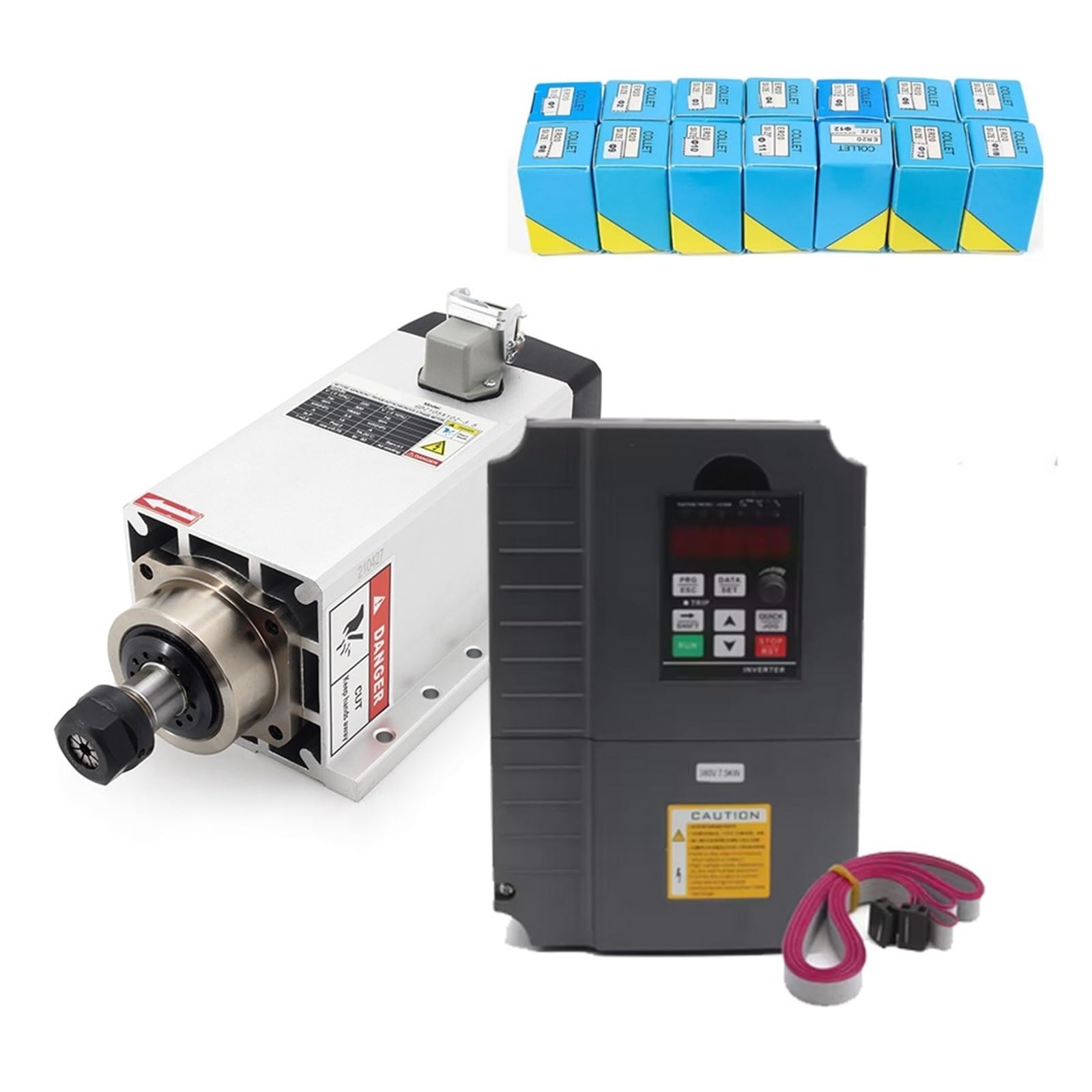 CNC 3.5KW Air Cooled Spindle Motor 18000rpm ER20 Collet Runout ≤0.01mm Optional 4KW Inverter Suitable for Routers Highly Optimized(and VFD Collet)