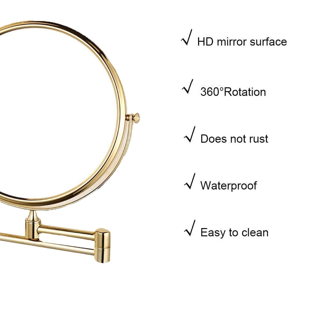 Specchio per Trucco da Parete 7x8 Pollici,Specchio ingranditore a Doppia Faccia con Rotazione a 360°,autoportante e Portatile per Trucco,rasatura e Cura del Viso.