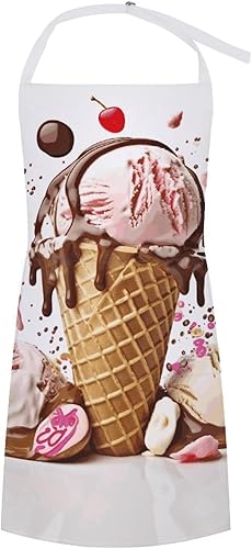 MUSM Delantal de helado, clásico vintage divertido con bolsillos delantales, babero ajustable resistente a gotas de agua para cocina, restaurante,