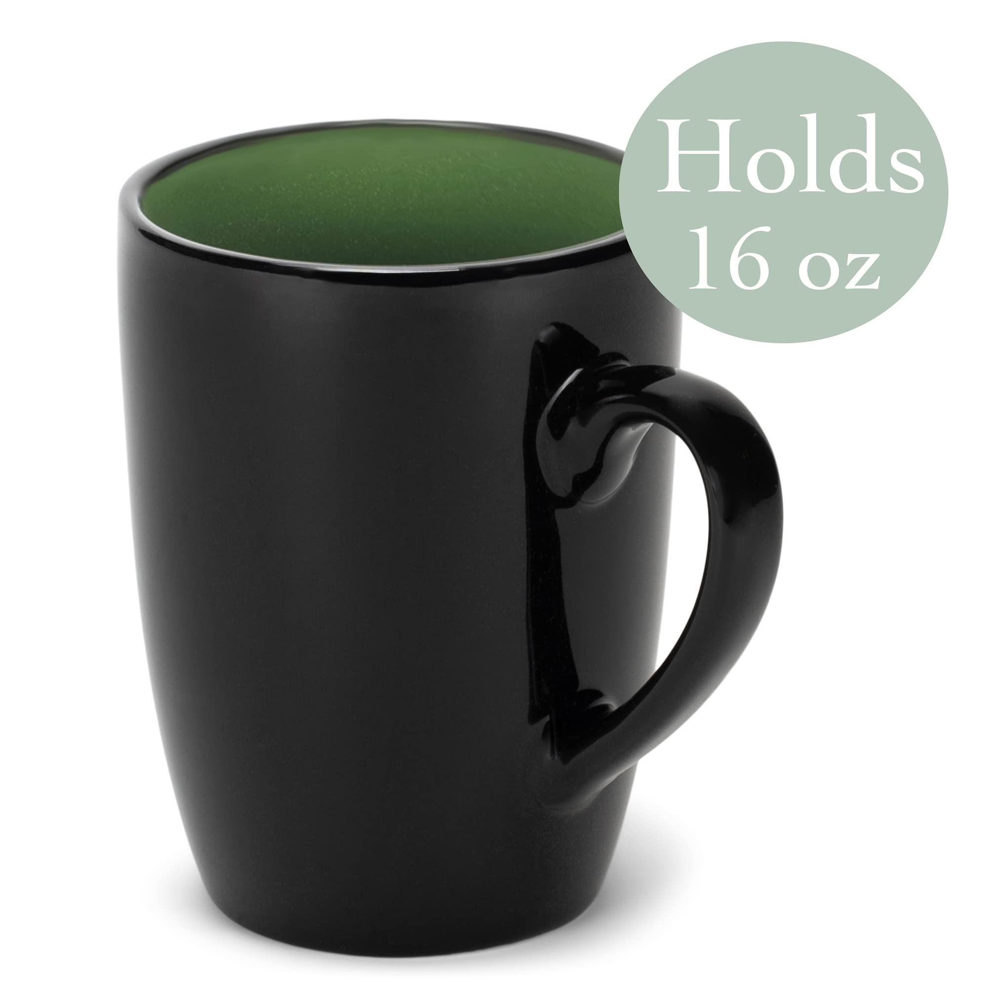 Elanze Designs Set 4 Tazze Da Caffè In Gres Porcellanato | Turchese Opaco 480 Ml | Lavabili In Lavastoviglie E Microonde