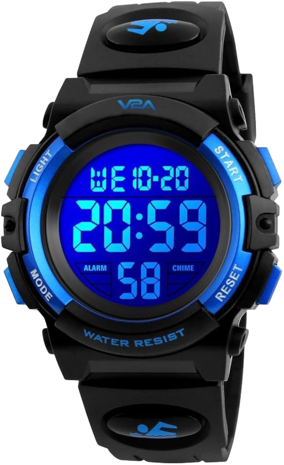 V2A Kids Led 5Atm Waterproof Digital Sports Casual Watch For Boys And Girls (Blue, Resin) (B08294DHCF) Amazon Price History, Amazon Price Tracker