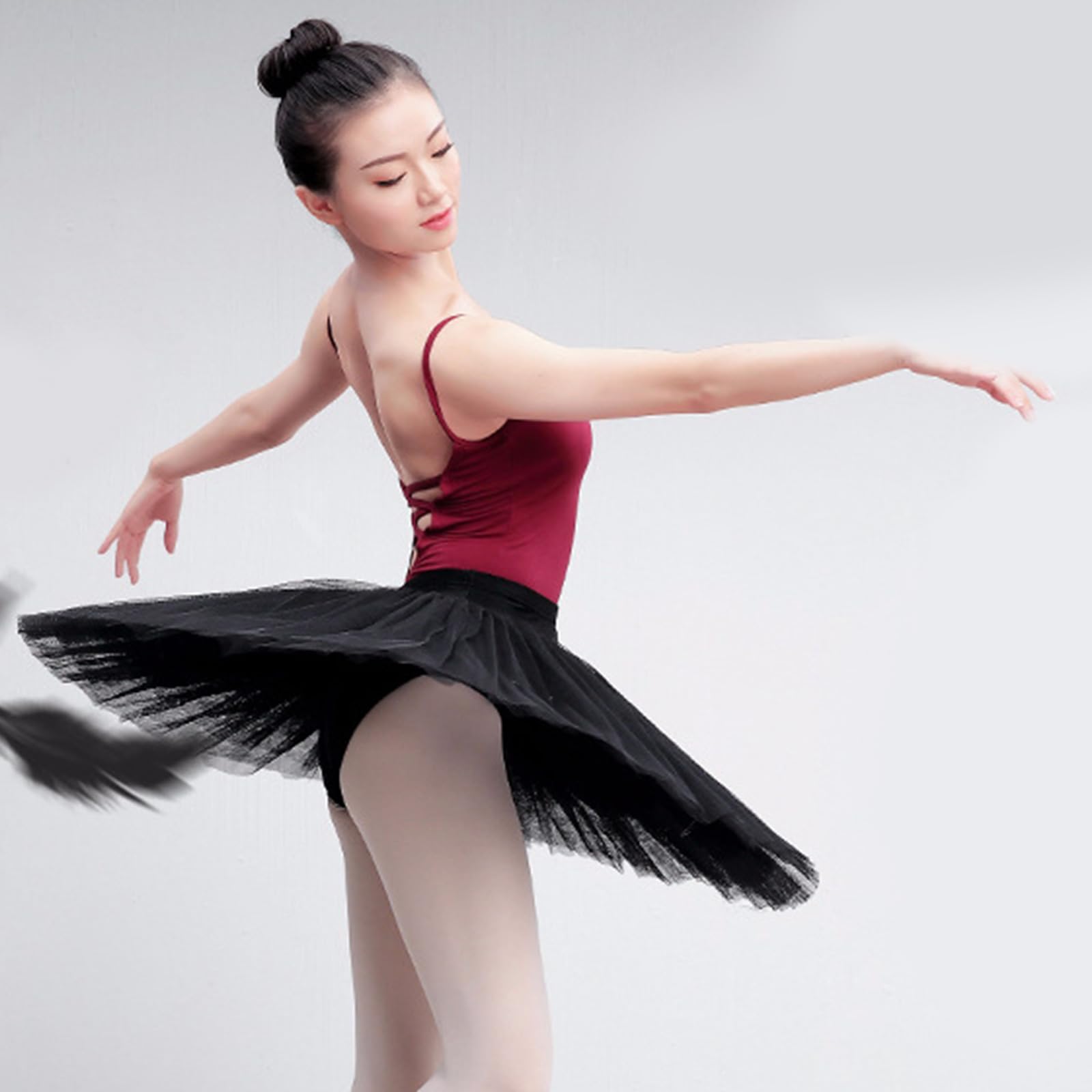 Falda tutú de tul con cintura elástica de 7 capas, falda de ballet para panqueques, bragas integradas para entusiastas del cosplay, falda tutú de panqueques, blanco, L