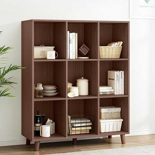 IOTXY Estantería baja de cubo abierto, organizador de almacenamiento independiente de 3 niveles con patas para oficina en casa, estante abierto de 9