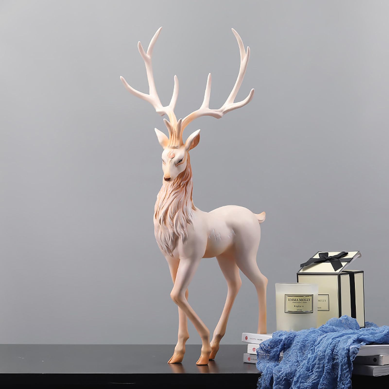 Rentier Figur - Weihnachts Elch Statue aus Kunstharz, Deko Hirsch Ornament