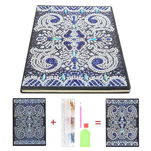 DIY Notebook with Diamond Painting Cover-Mandala Special Shaped Diamond Painting 50 Pages Notebook A5 Sketchbook Mosaic Making Art Craft Gifts Travel Drawing Writing (XJ001) - Thumbnail 5