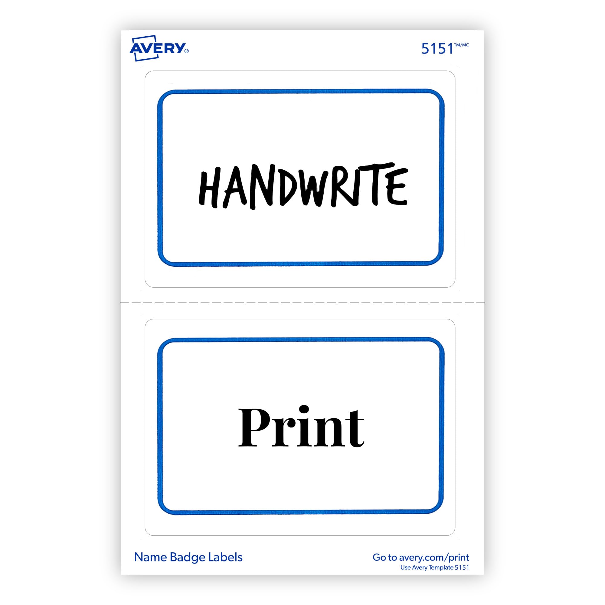 Avery Flexible Printable Name Tags, 2-1/3" x 3-3/8", White with Blue Border, 40 Removable Name Badges (05151) - Image 5
