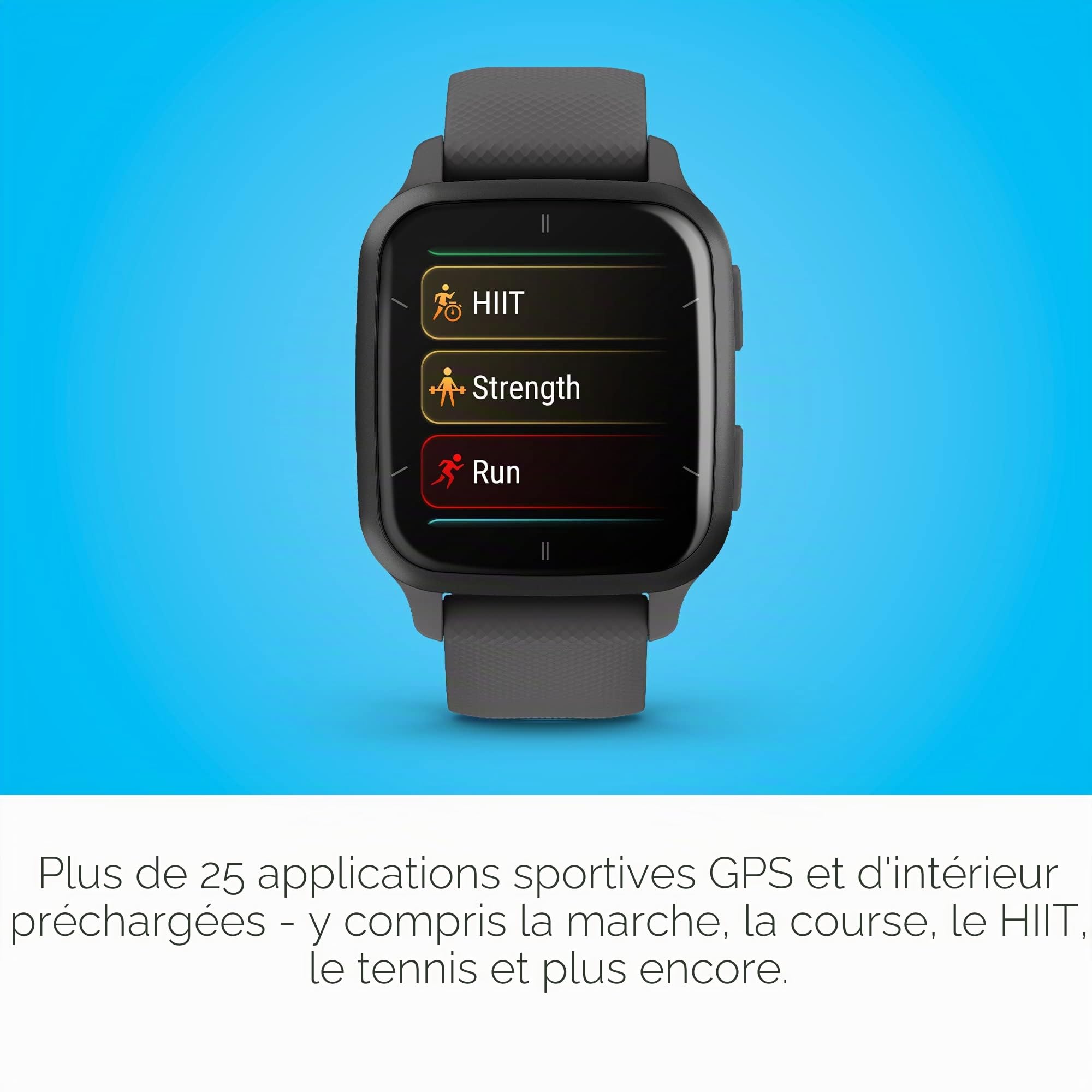 Garmin Venu Sq 2 - Montre connect e GPS Multisports avec cran AMOLED et Suivi sant - Gray avec Bracelet Gris fonc - Bo tier 40 mm Noir
