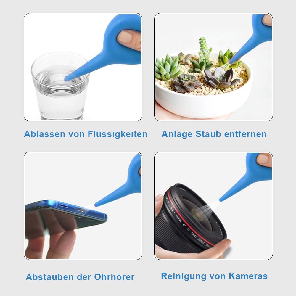 Voarge 2 limpiadores de oídos, 60 ml, removedor de cerumen, de silicona, para una limpieza suave de cerumen, enjuague de oído, azul