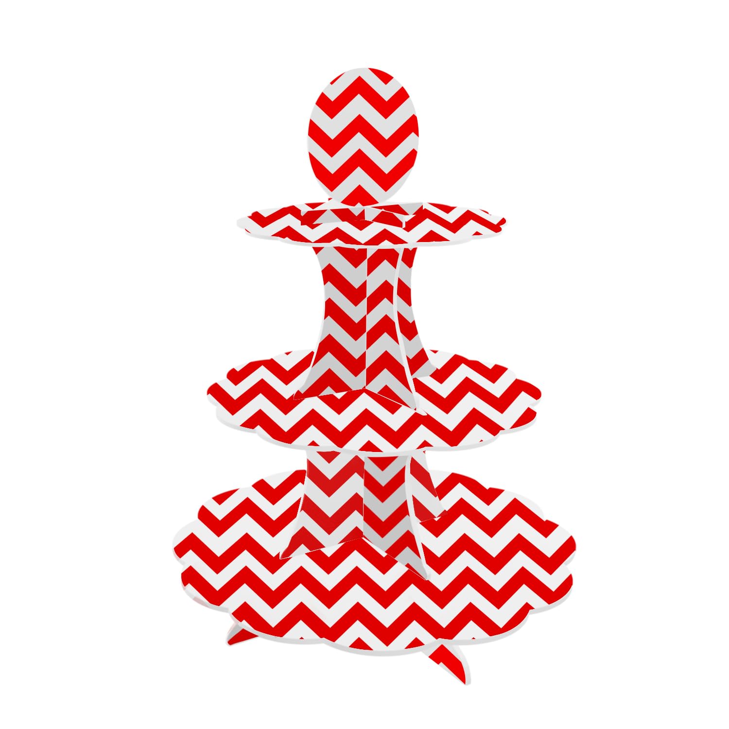Aex Red Zigzag 3 Tier Cake Stand Cardboard | Birthday Cupcake Stands | Cake Stand For Afternoon Tea Stands | Biodegradable Round Food Stand Display | Dessert Cupcake Holder | Fruit Desserts Display |