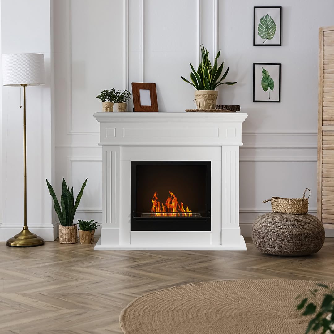 Divina Fire Cambridge Bodenkamin aus Holz, weiß, 110 x 36 x 100 cm