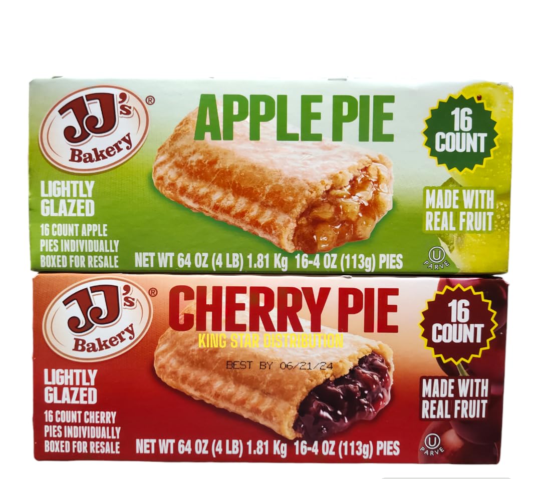 Generic Apple & Cherry Pie Variety Snack Pies, Individual Dessert, Fresh-Baked, Nut-Free, Kosher Parve, 16 Apple pies + 16 Cherry Pies Total 32 Box 4 Oz Each