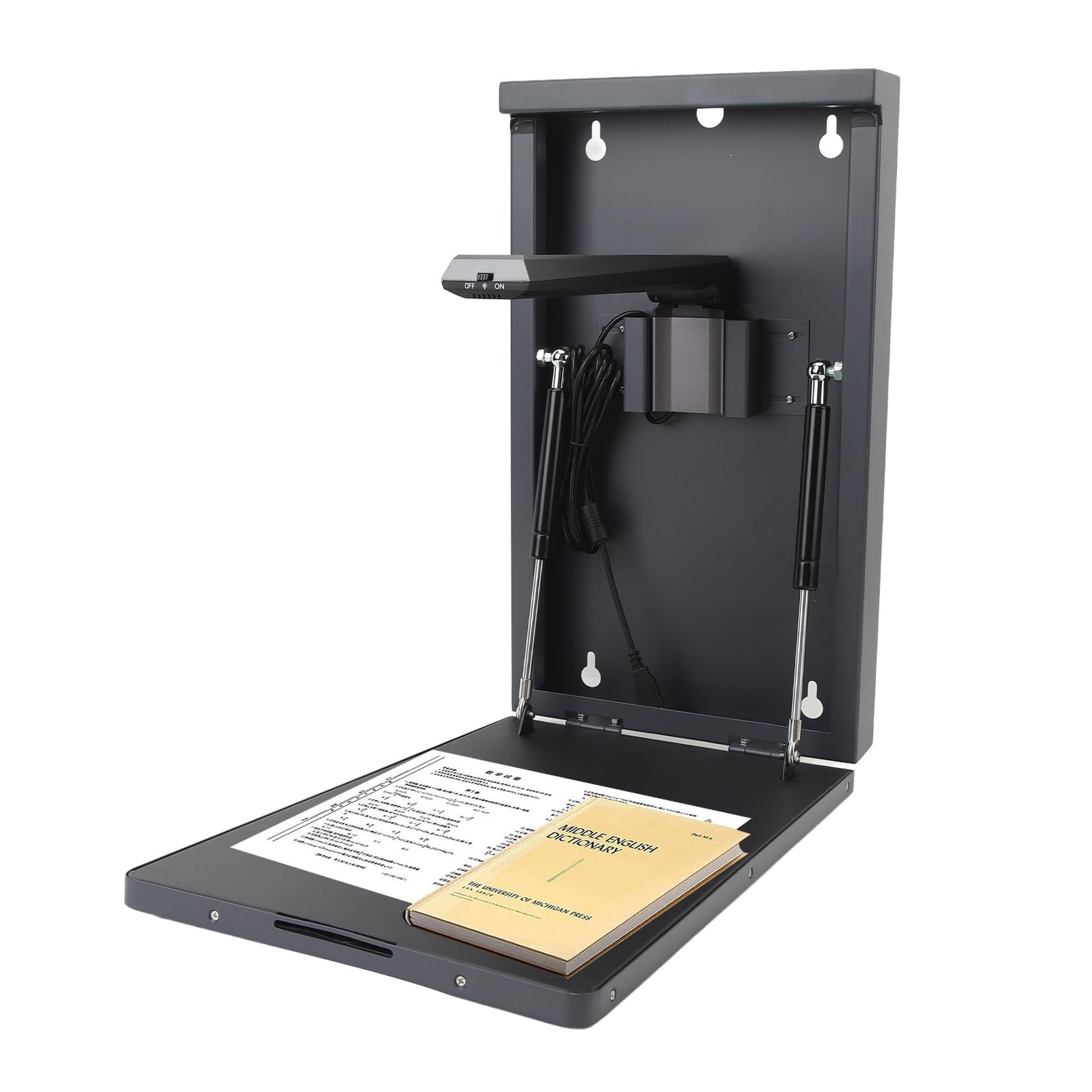 Scanner per fotocamera per documenti A4, scanner per documenti intelligenti USB con alta risoluzione da 8 MP, messa a fuoco automatica, luci di riempimento a 4 LED, montaggio a