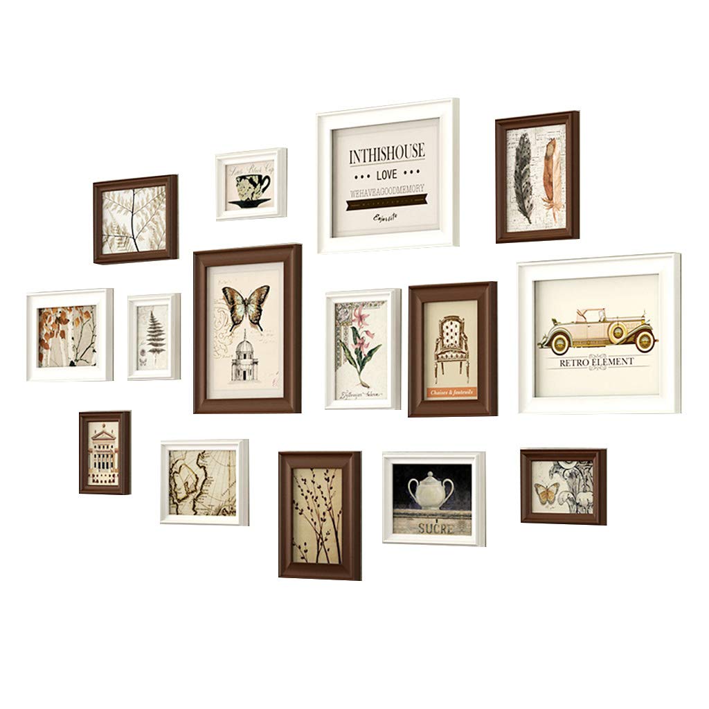 Cadres photo de collage lot de 15 cadres en bois plusieurs tailles pour décoration murale