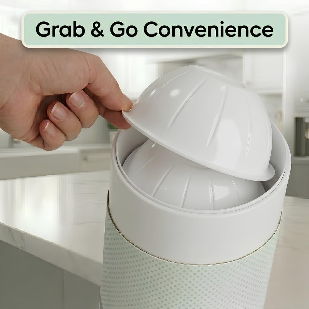 Ceramic Bowl with 100 Disposable Liners (20 oz) - No Wash Reusable Soup & Cereal Bowl Set - Easy Cleanup Kitchen, RV & College Dorm Room Essentials - Starter Kit