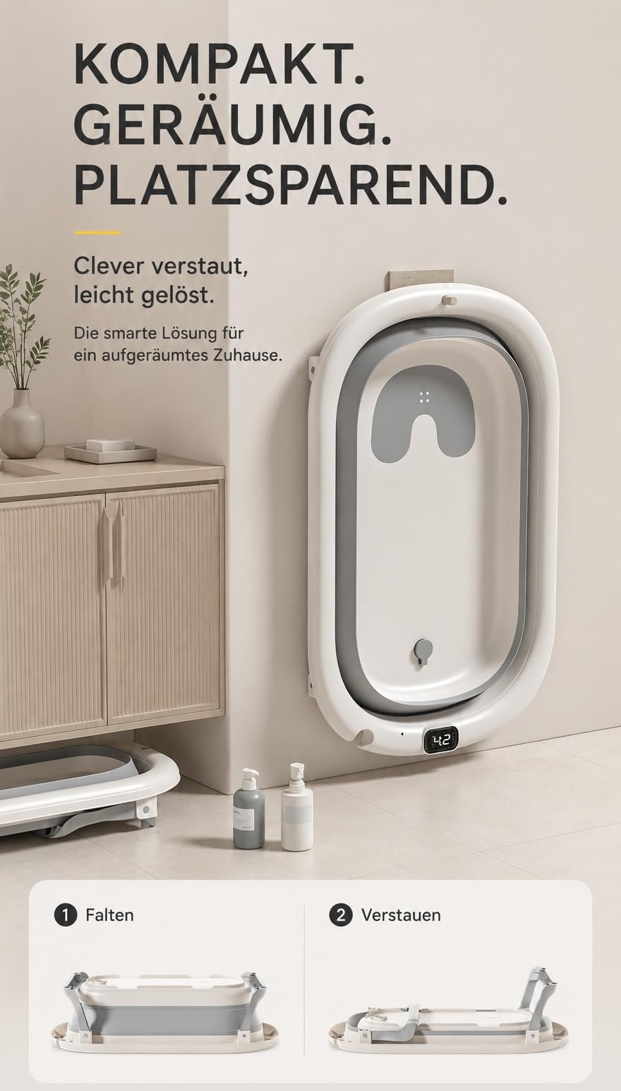 Vasca da bagno pieghevole 3 in 1, 0-18 mesi, 60 x 43 cm, con sedile di sicurezza e base in rete (colore caffè)